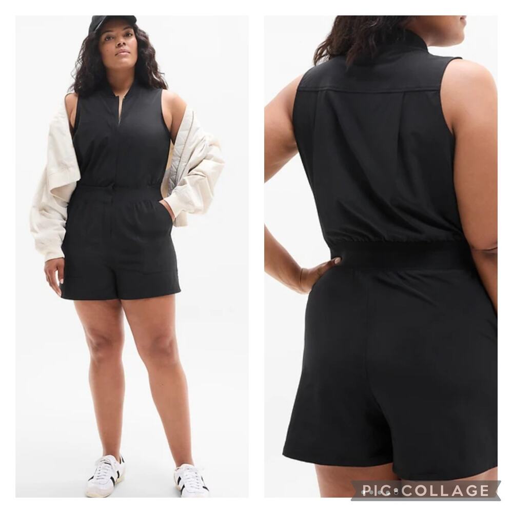 Athleta Brooklyn Utility Romper Athletic Sporty Comfortable Black Size 14